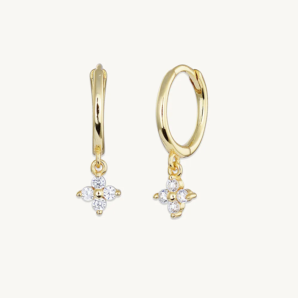 Clover Sapphire Moissanite Hoop Earrings