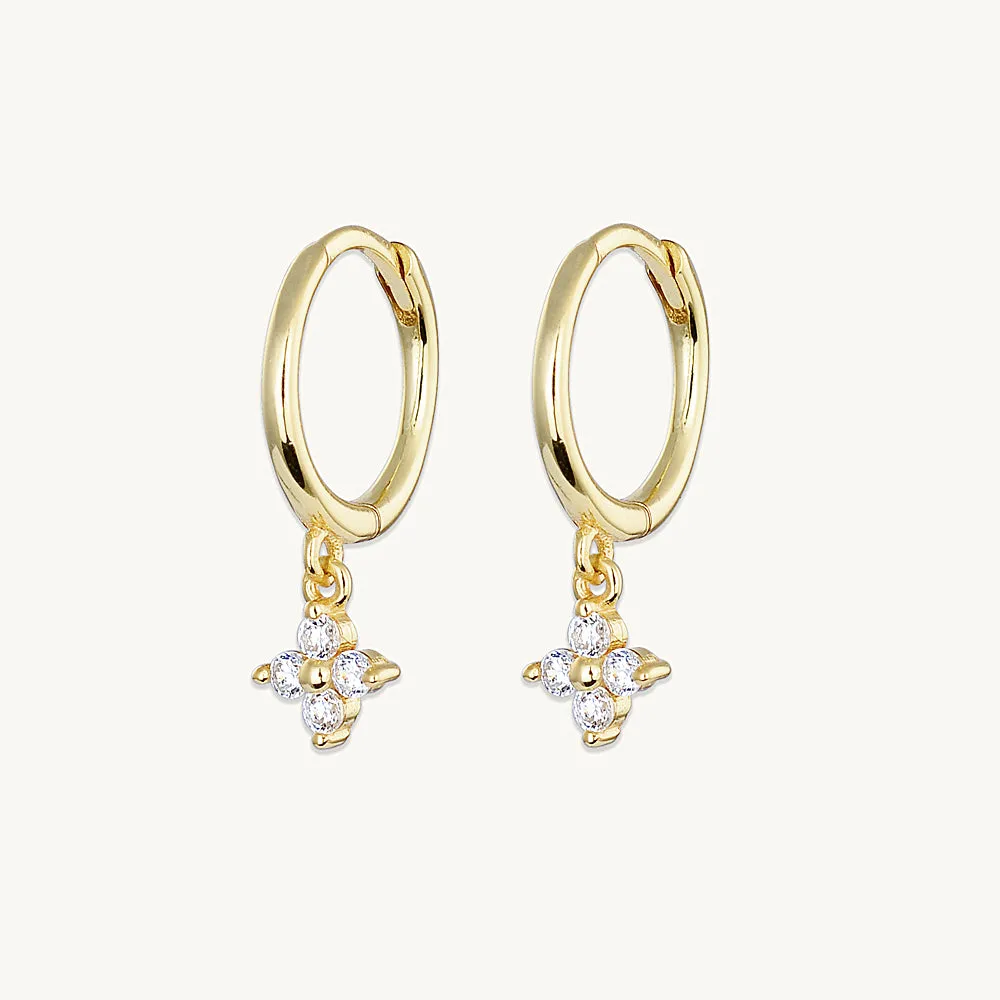 Clover Sapphire Moissanite Hoop Earrings