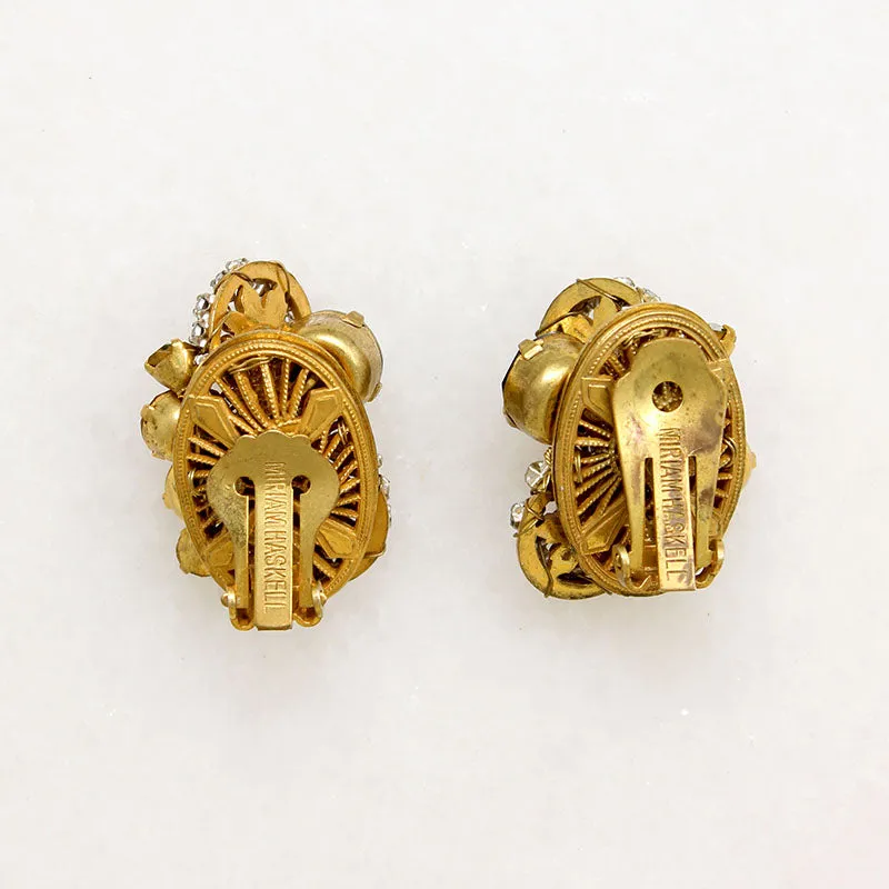 Colorful Miriam Haskell Clip-On Daisy Earrings