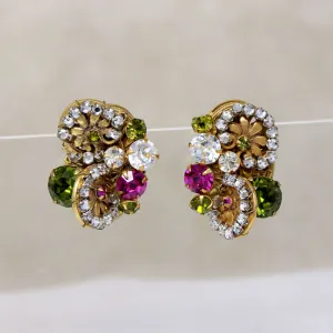 Colorful Miriam Haskell Clip-On Daisy Earrings