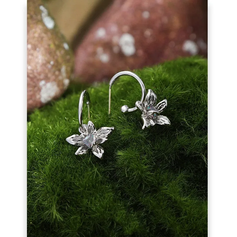 Colorful Zircon Flower Earring Light Luxury
