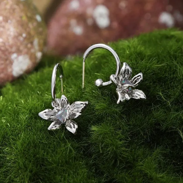 Colorful Zircon Flower Earring Light Luxury