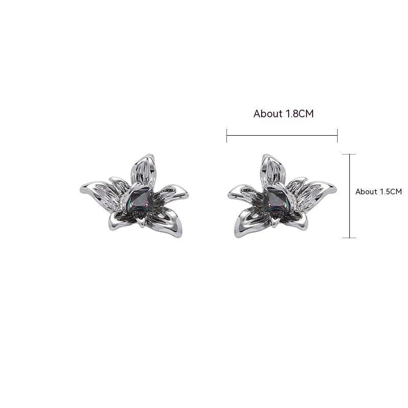 Colorful Zircon Flower Earring Light Luxury