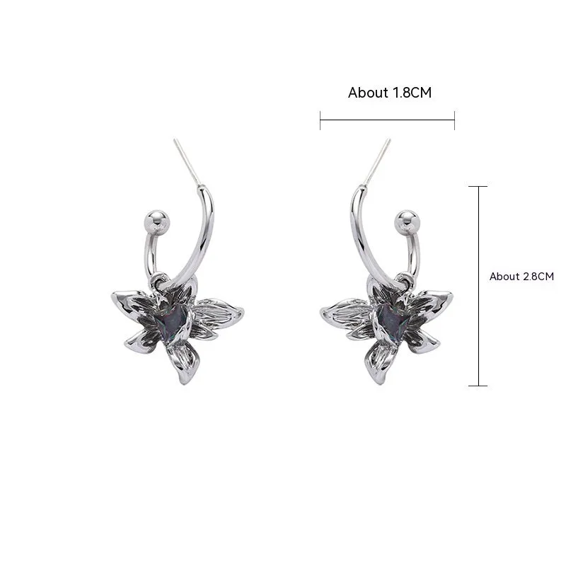 Colorful Zircon Flower Earring Light Luxury