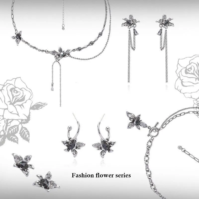 Colorful Zircon Flower Earring Light Luxury