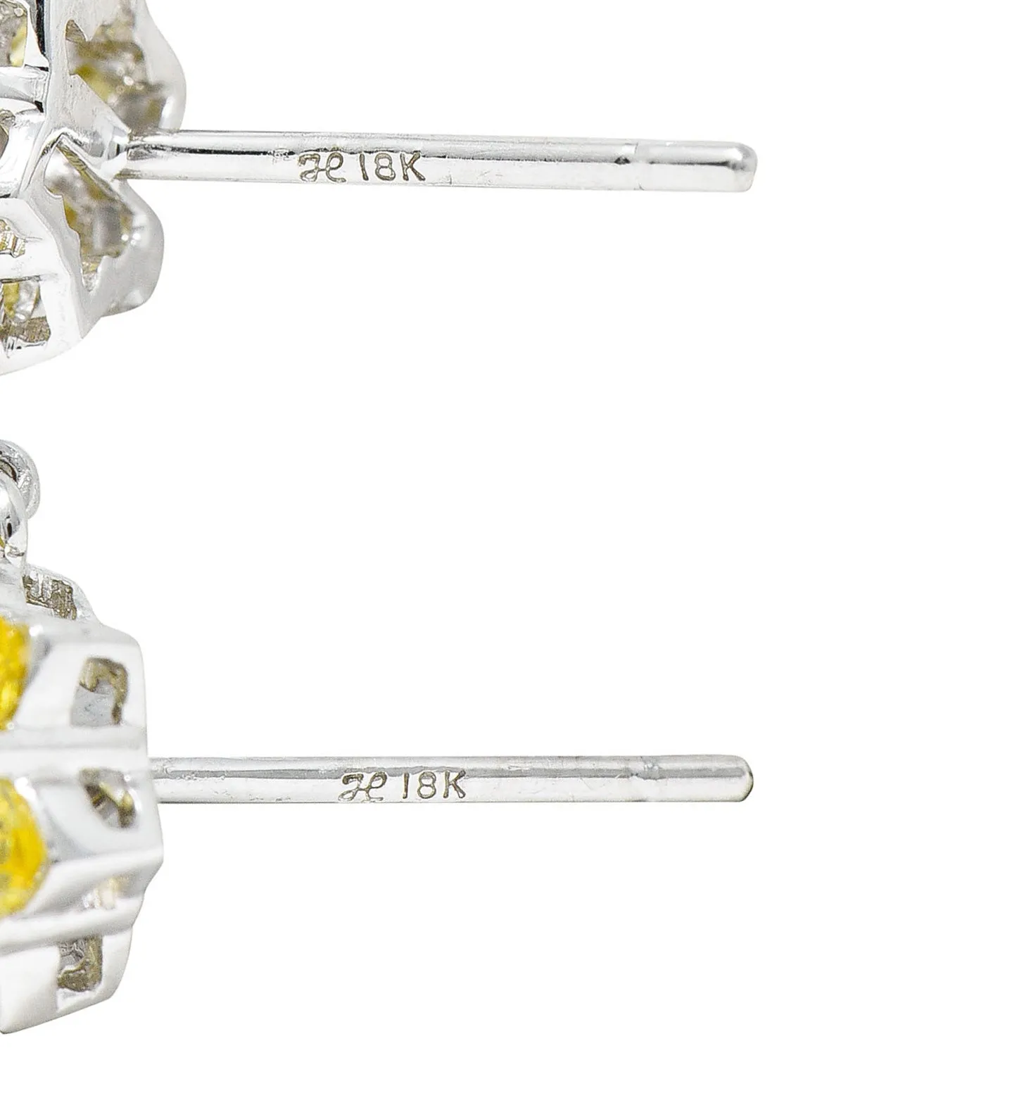 Contemporary 6.15 CTW Colored Sapphire Diamond 18 Karat White Gold Flower Drop Earrings