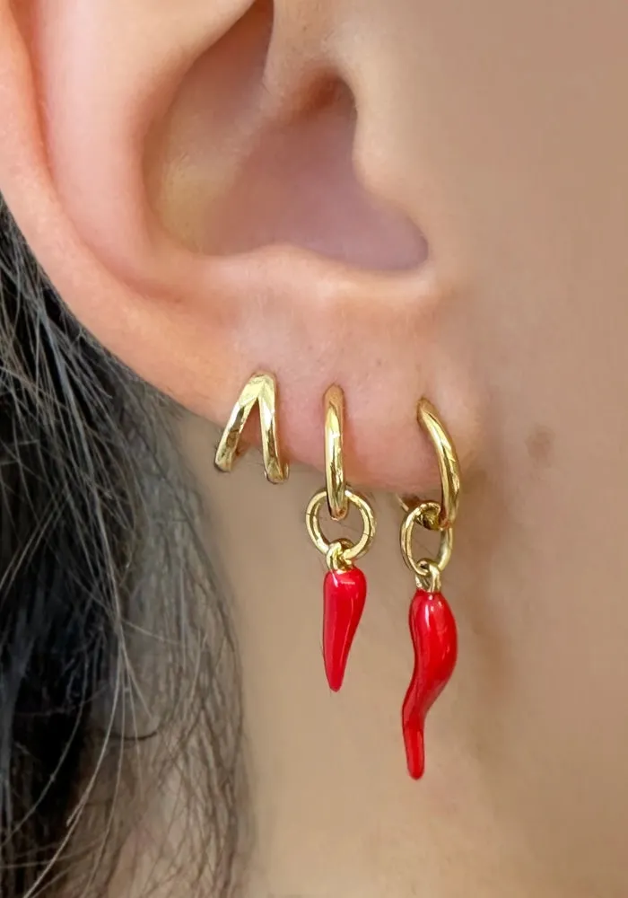 Cornicello Red Charm Earrings - Small