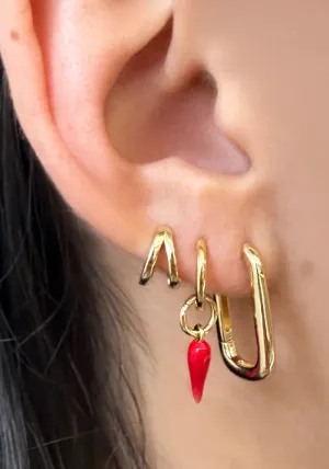 Cornicello Red Charm Earrings - Small
