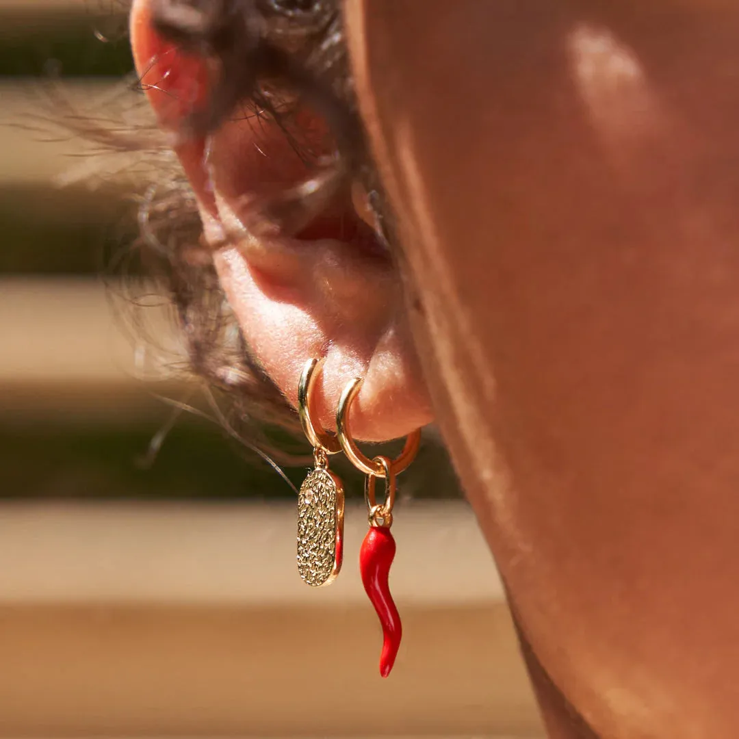Cornicello Red Double Charm Earring
