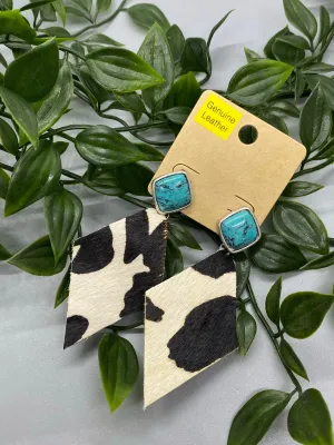 Cowhide Rhombus Earrings