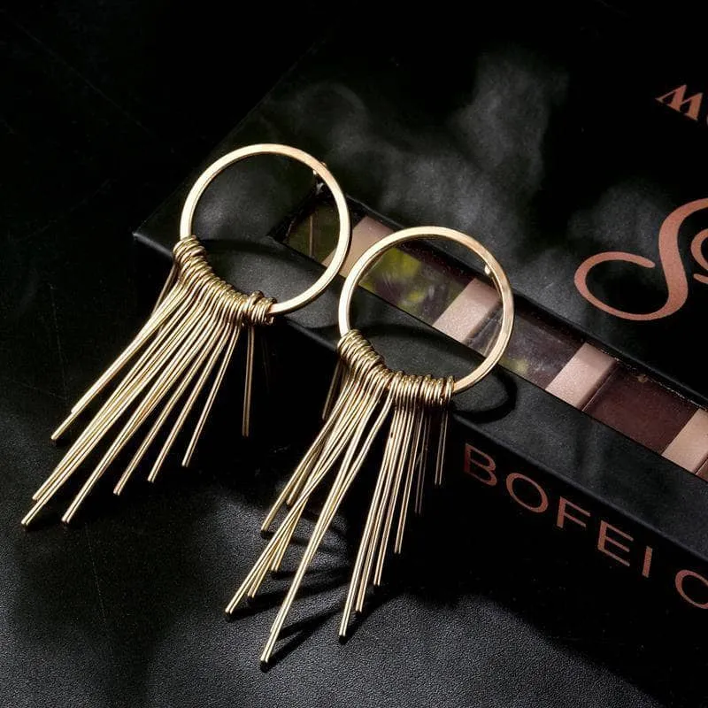 Created Diamond Long Golden Classic Retro Tassel Earrings