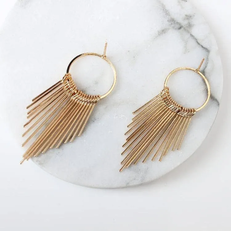 Created Diamond Long Golden Classic Retro Tassel Earrings