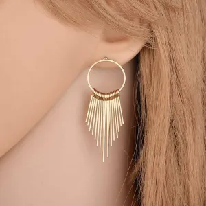 Created Diamond Long Golden Classic Retro Tassel Earrings