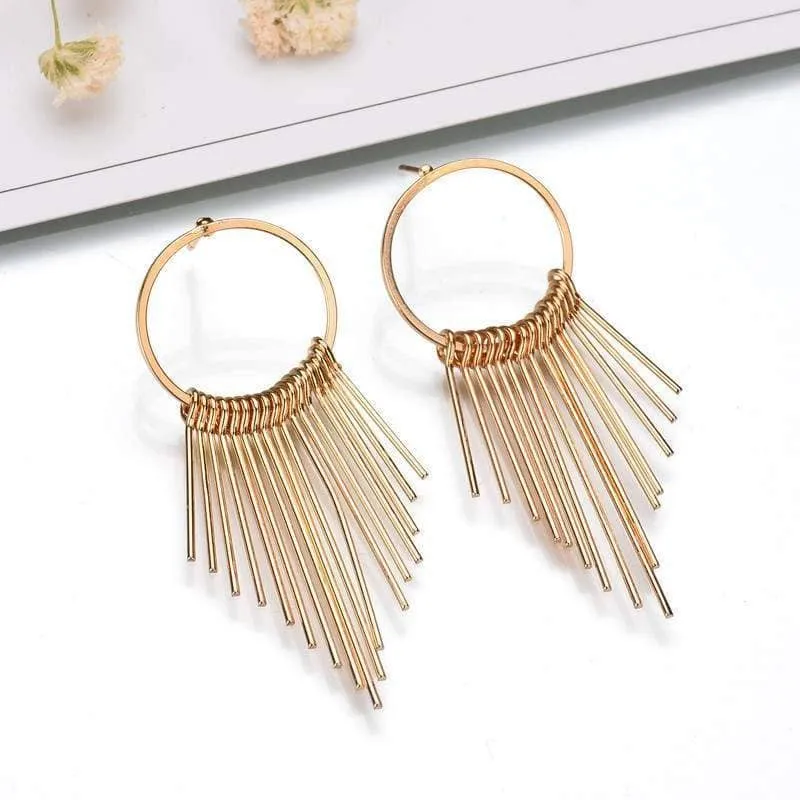 Created Diamond Long Golden Classic Retro Tassel Earrings