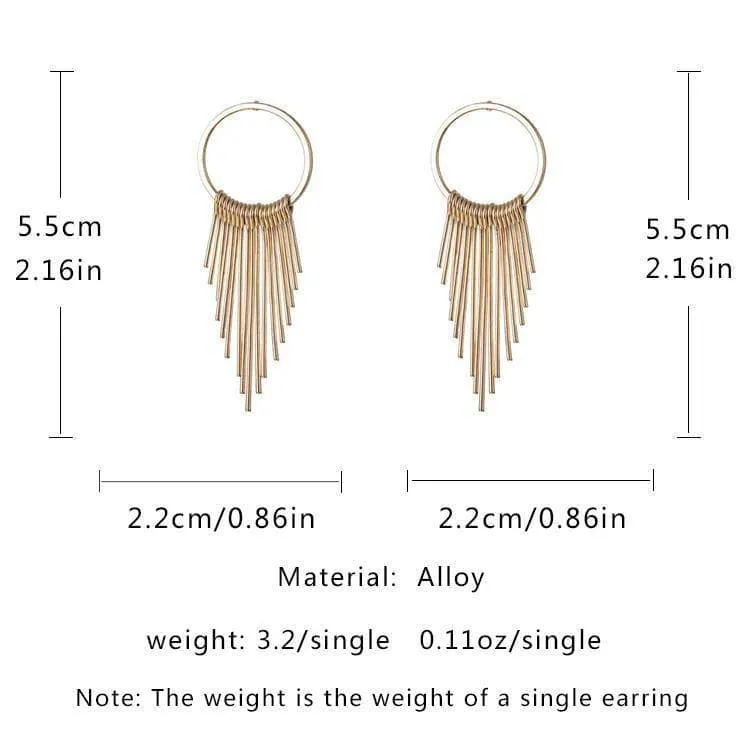 Created Diamond Long Golden Classic Retro Tassel Earrings