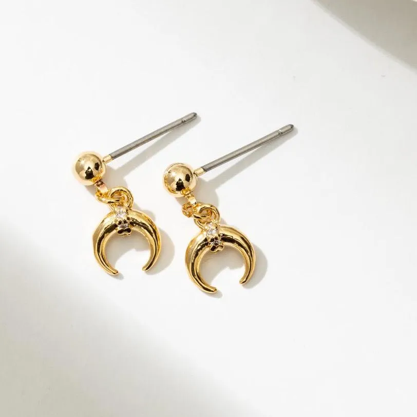 Crescent Moon Dangle Studs