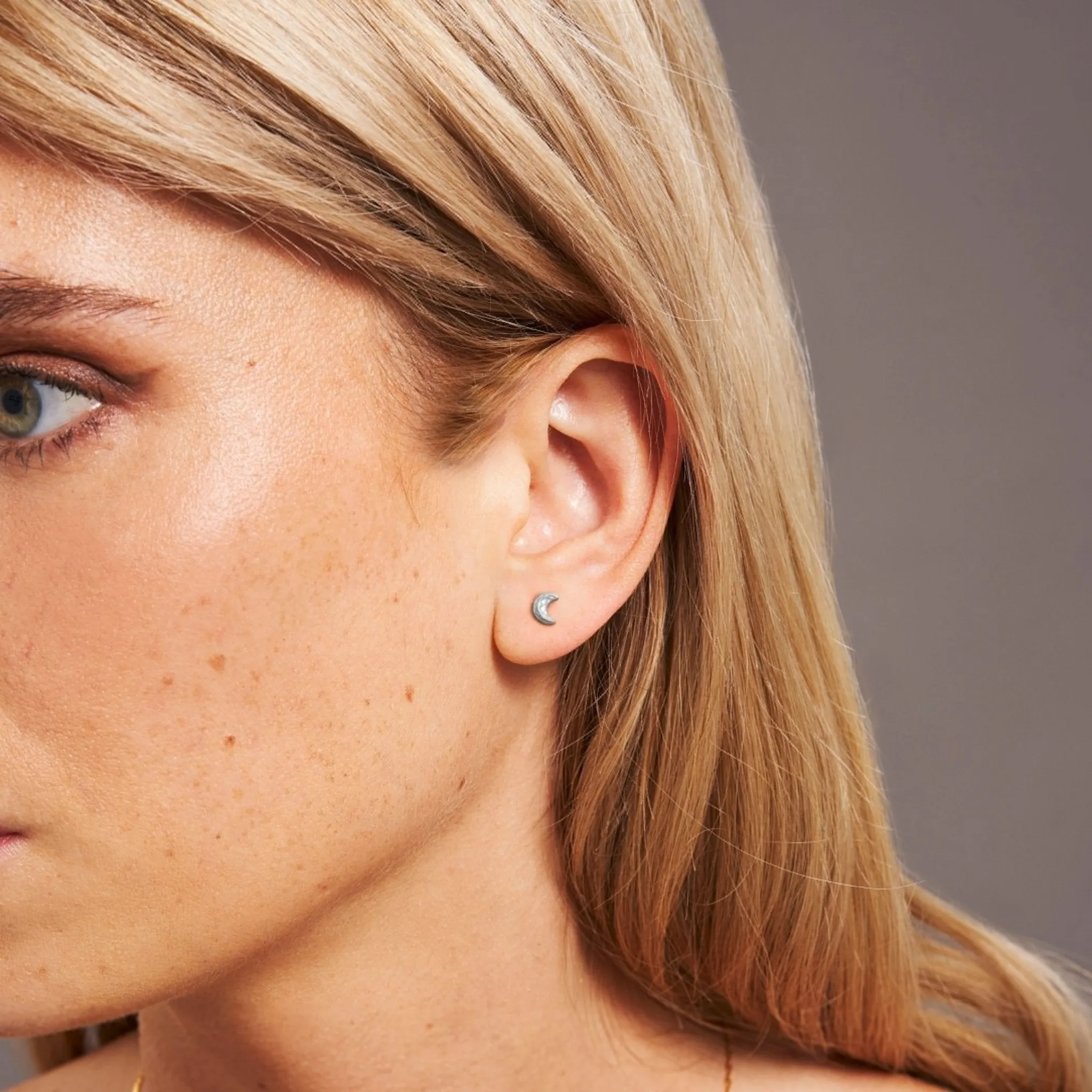 Crescent Moon Stud Earrings