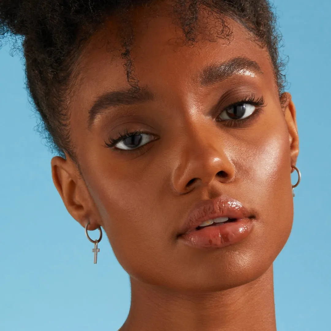 Cross Charm Hoop Earrings