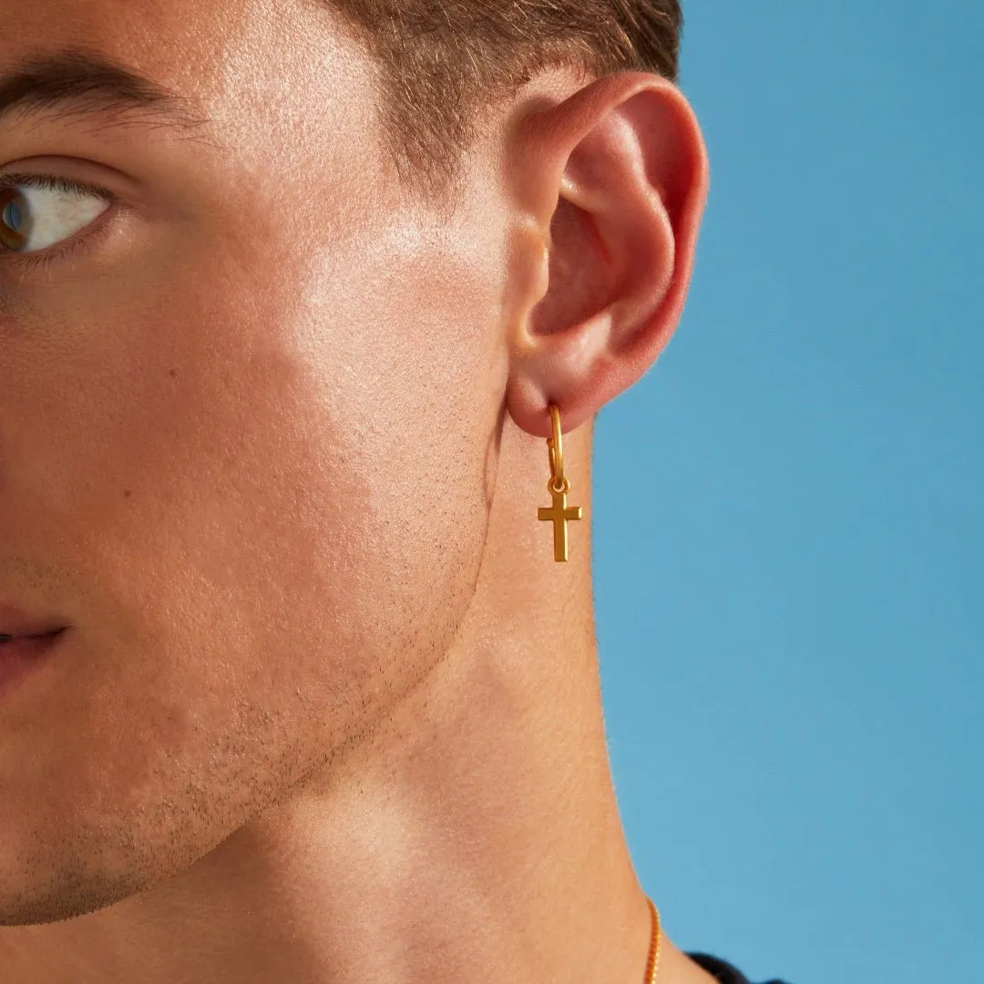 Cross Charm Hoop Earrings