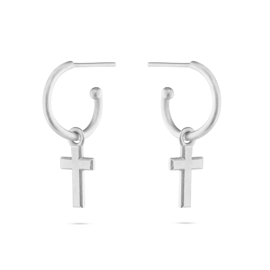 Cross Charm Hoop Earrings