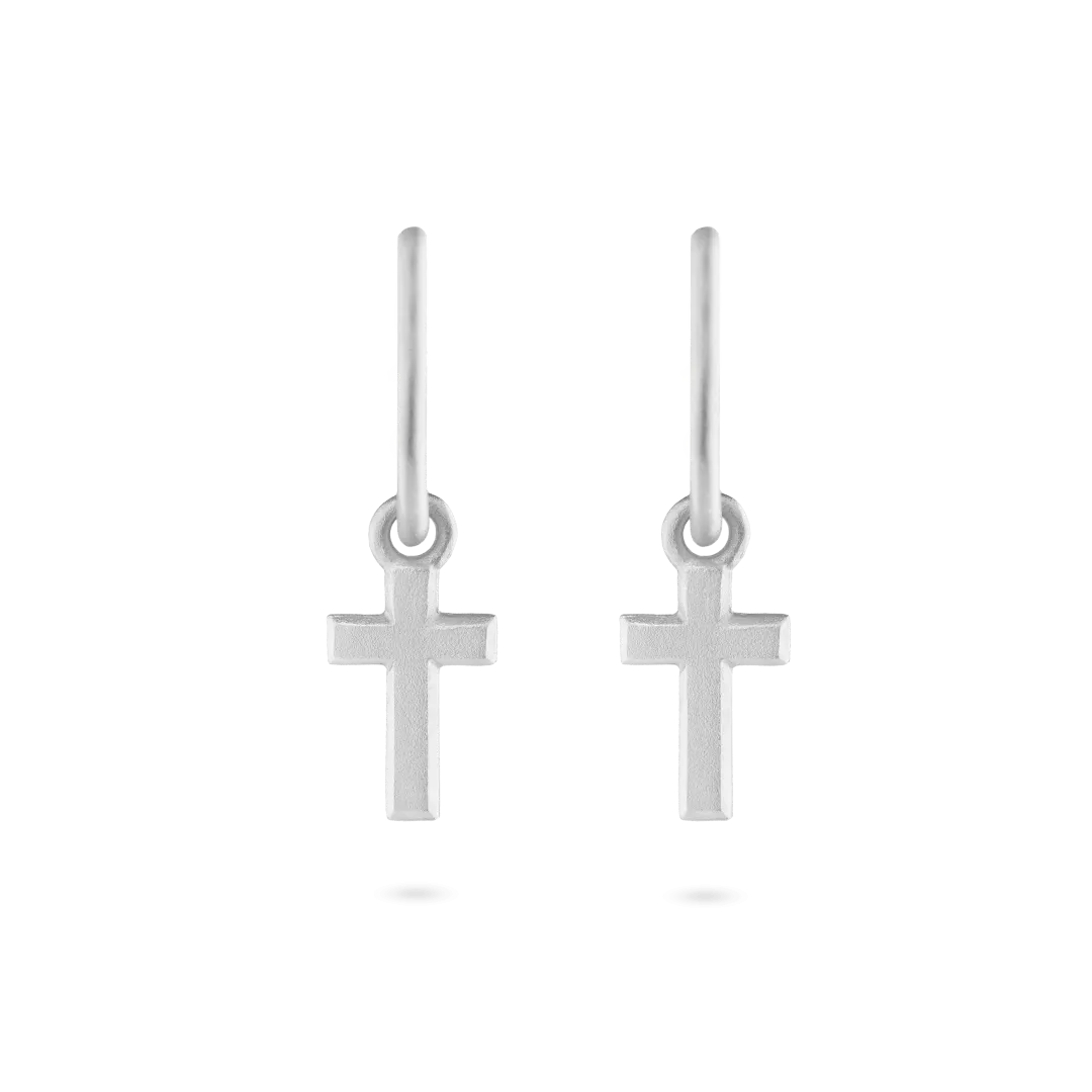 Cross Charm Hoop Earrings