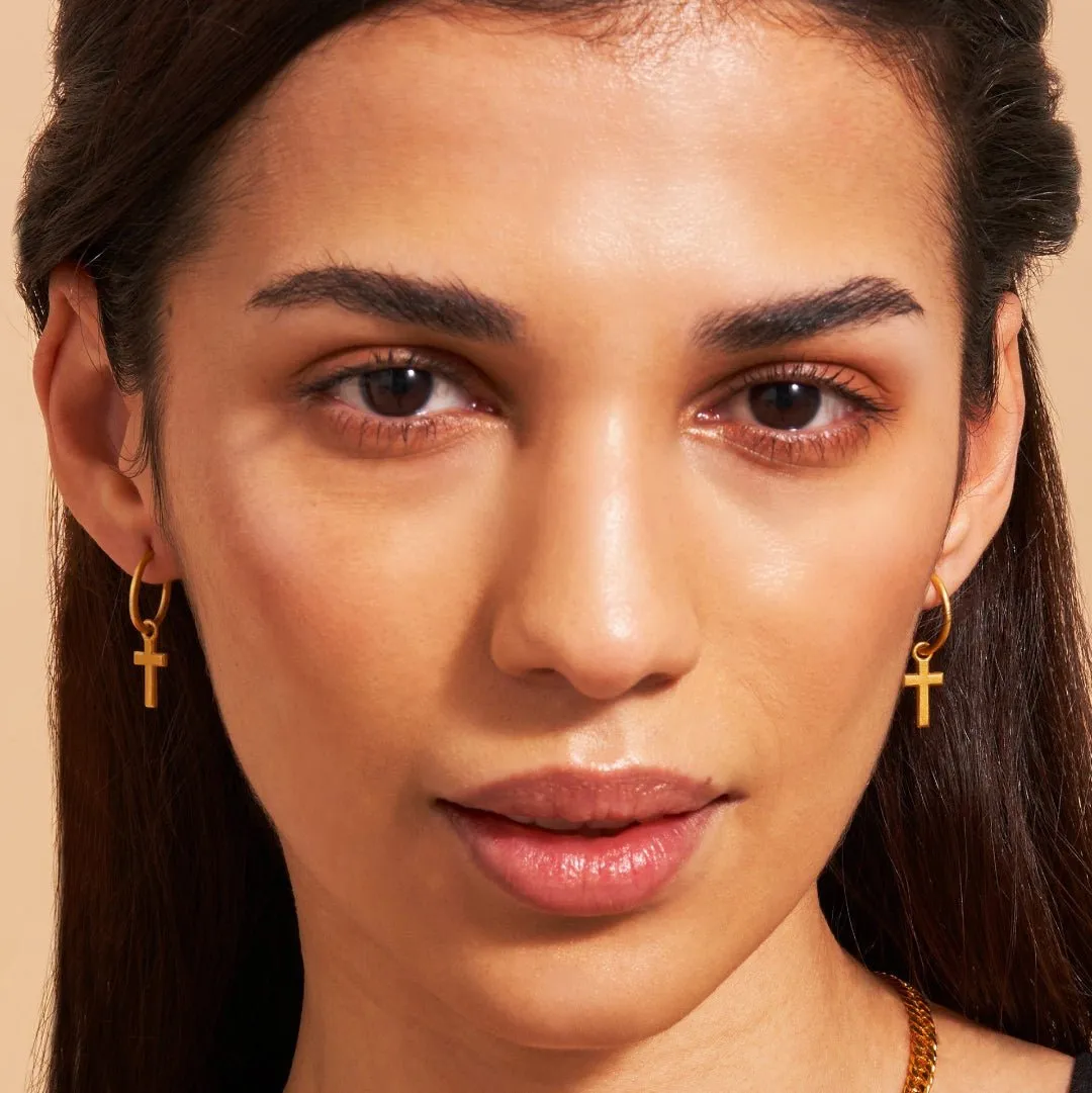 Cross Charm Hoop Earrings