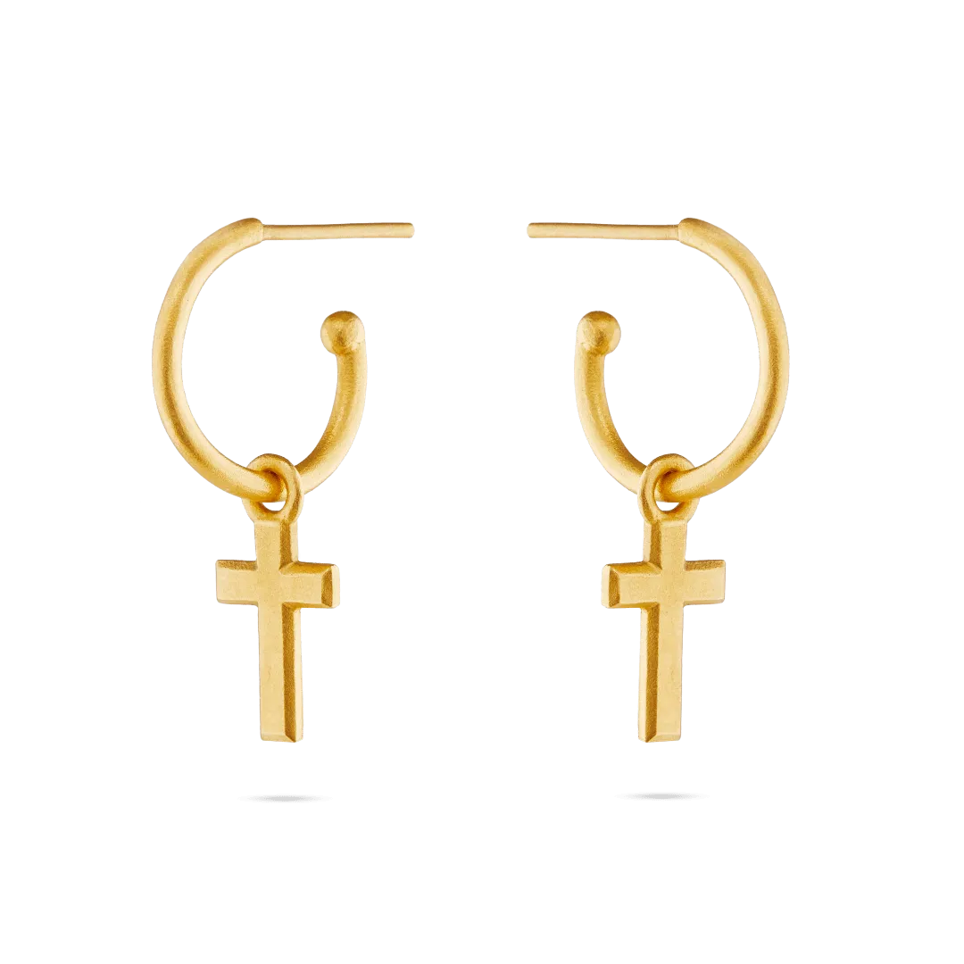 Cross Charm Hoop Earrings