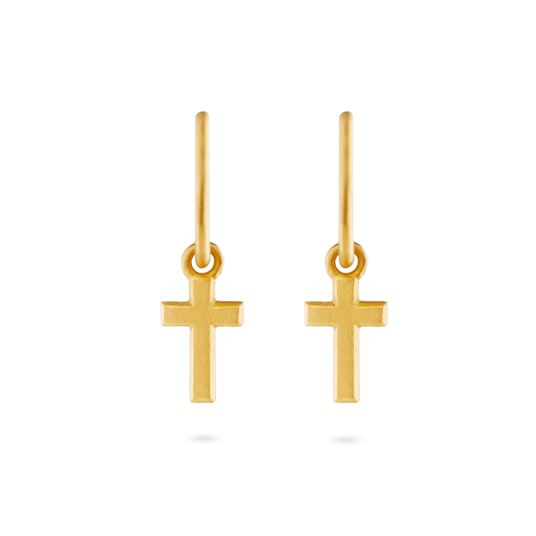 Cross Charm Hoop Earrings