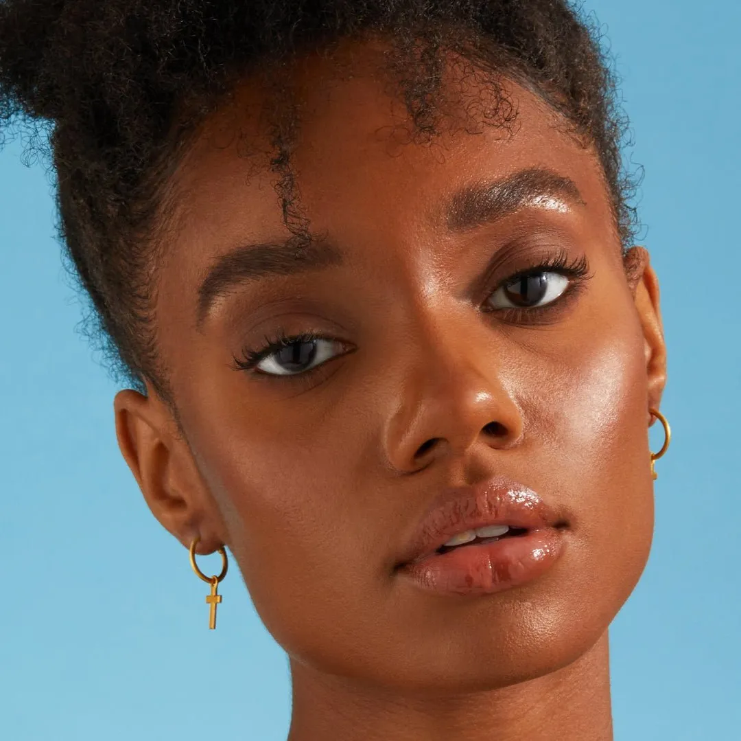Cross Charm Hoop Earrings