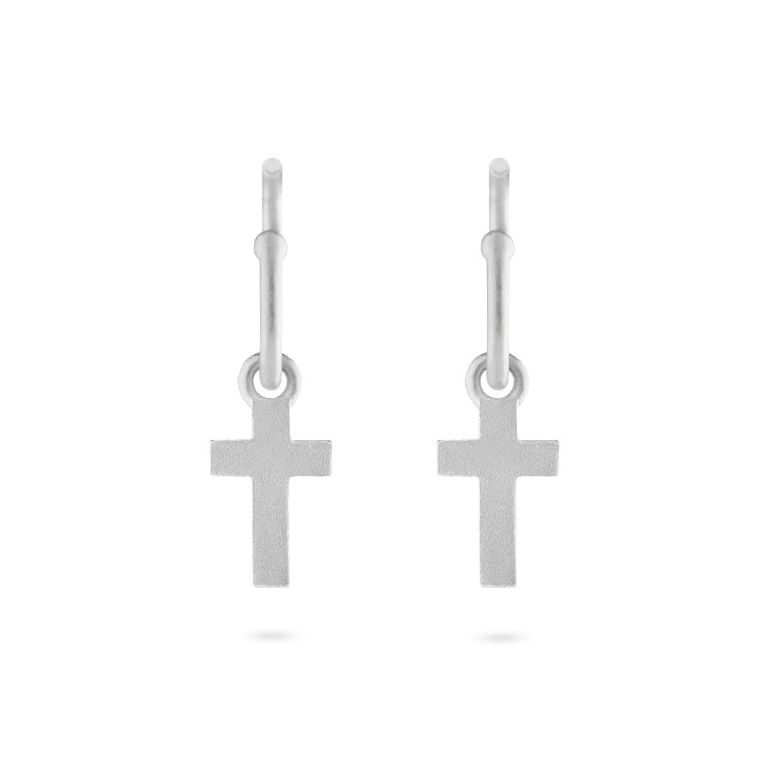 Cross Charm Hoop Earrings