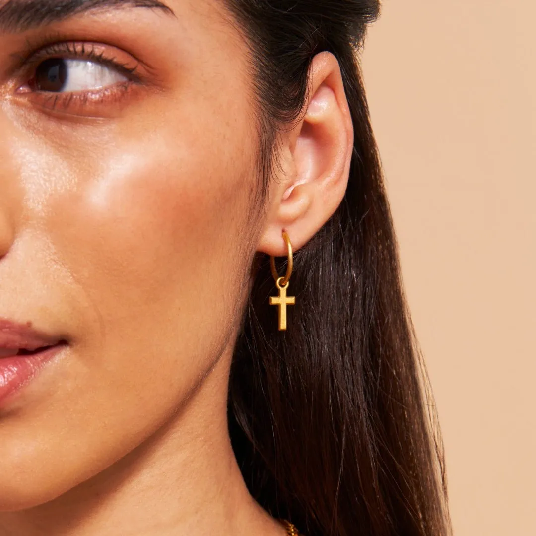 Cross Charm Hoop Earrings