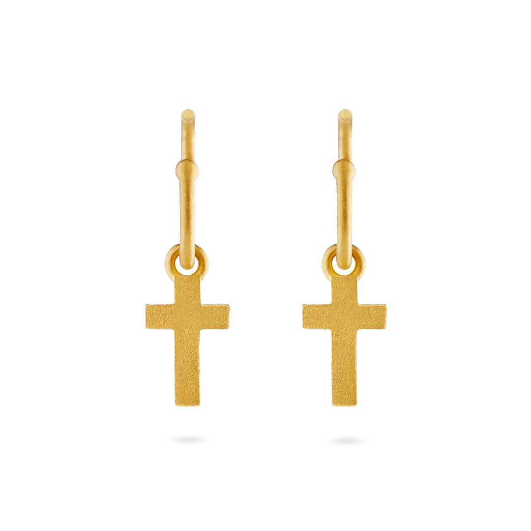 Cross Charm Hoop Earrings