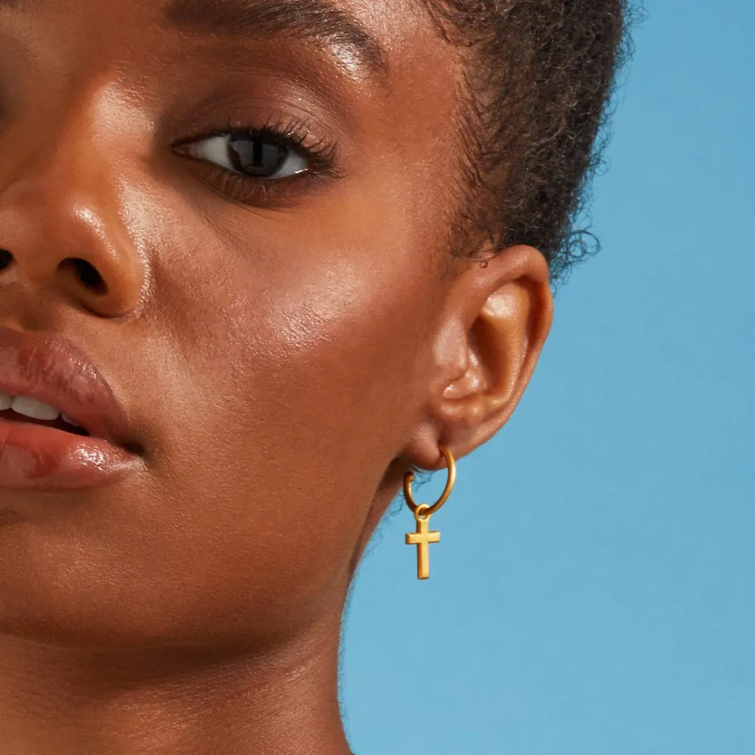 Cross Charm Hoop Earrings
