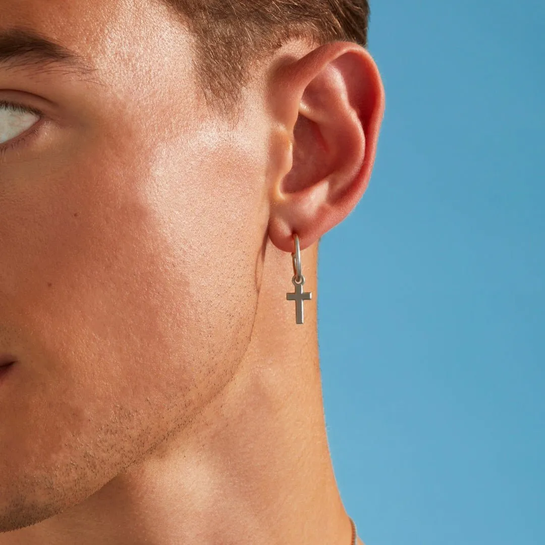 Cross Charm Hoop Earrings