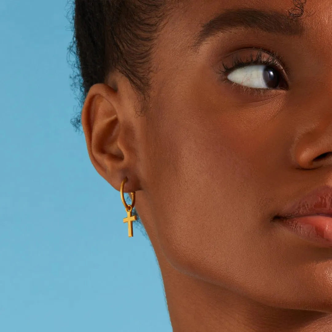 Cross Charm Hoop Earrings
