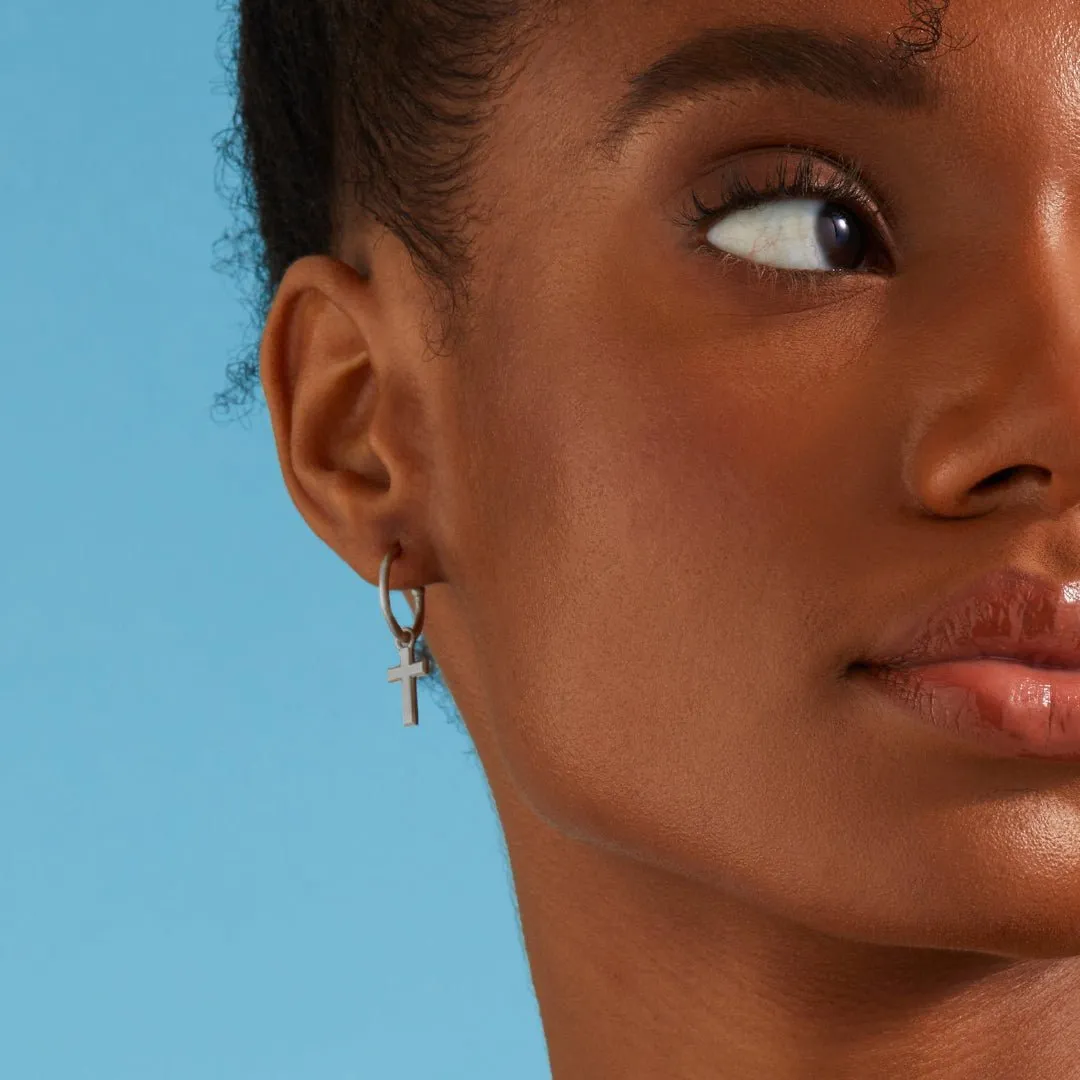 Cross Charm Hoop Earrings