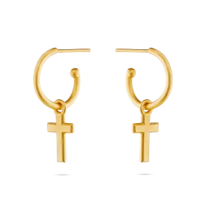 Cross Charm Hoop Earrings
