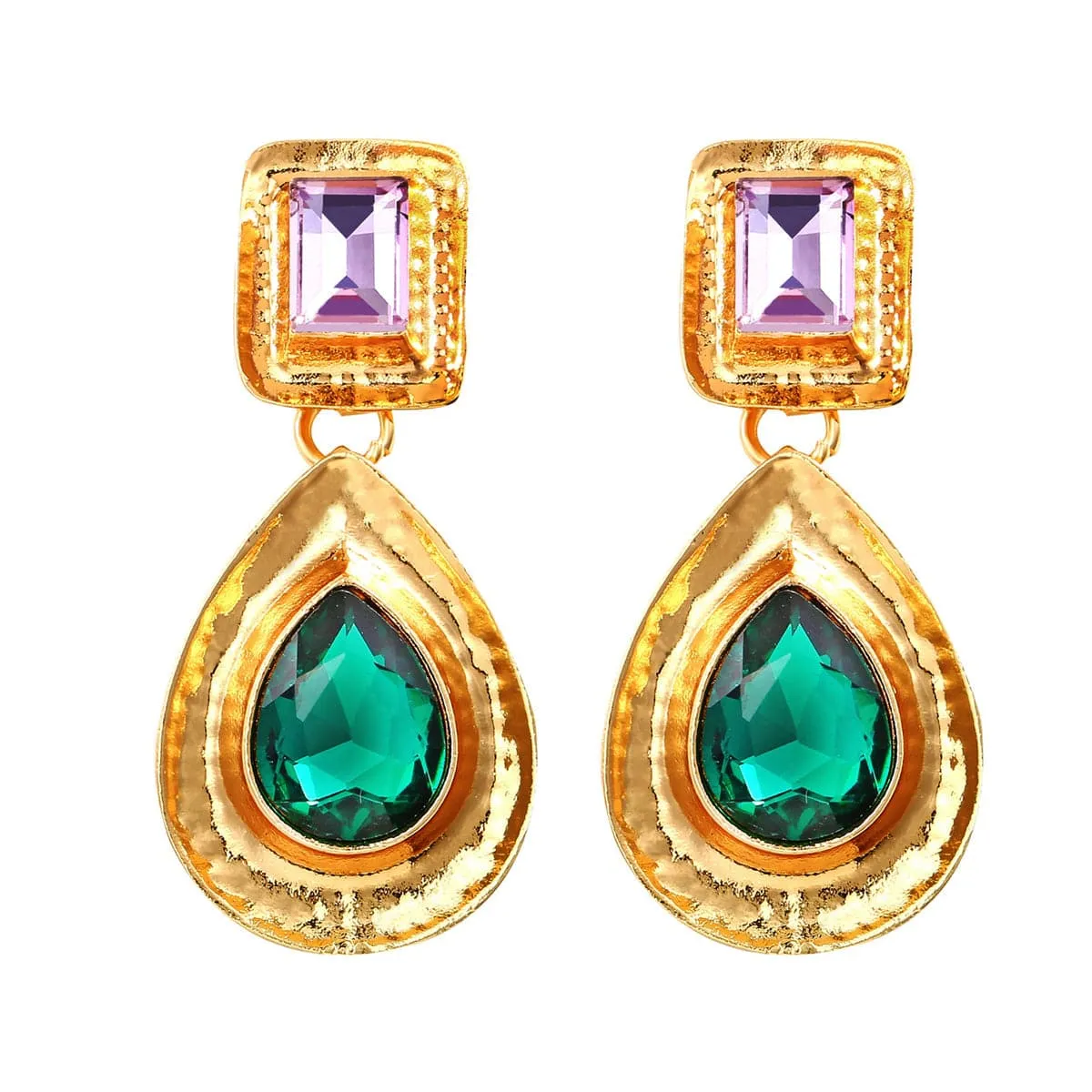 Crystal & 18K Gold-Plated Teardrop Earring