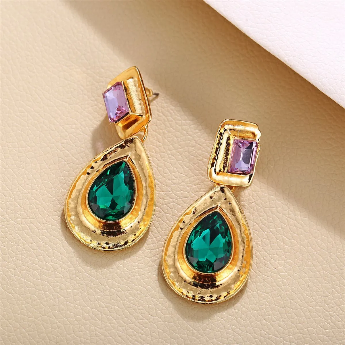 Crystal & 18K Gold-Plated Teardrop Earring