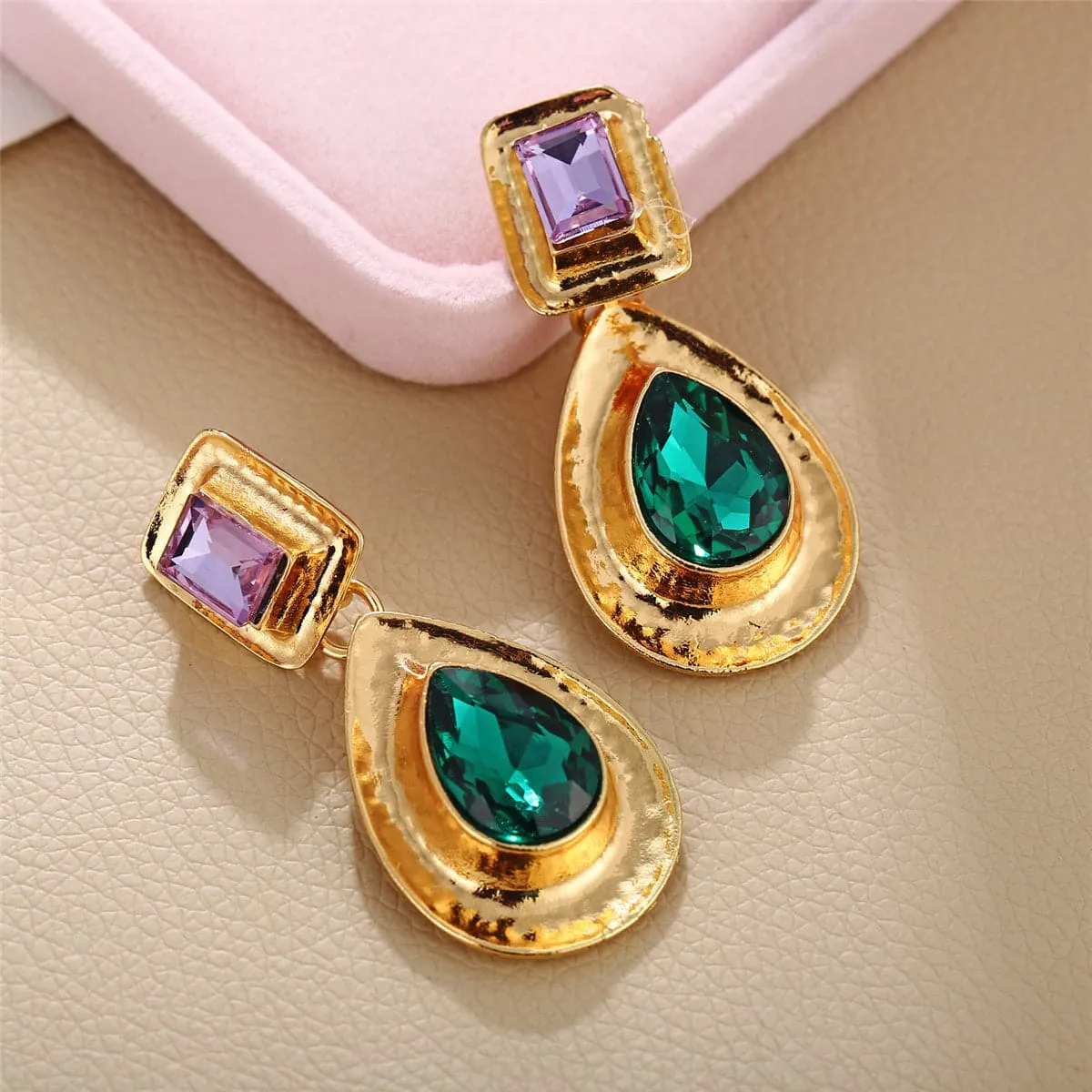 Crystal & 18K Gold-Plated Teardrop Earring