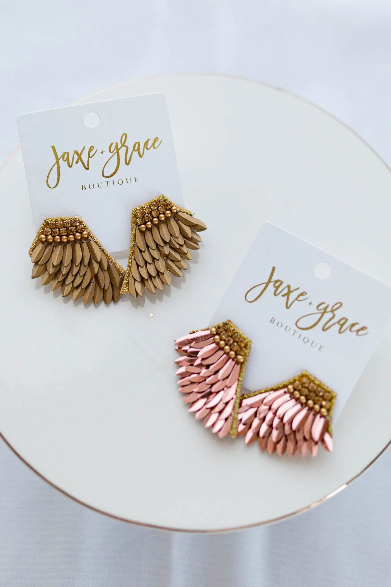 Crystal & 3 Layer Wing Earrings, VARIOUS