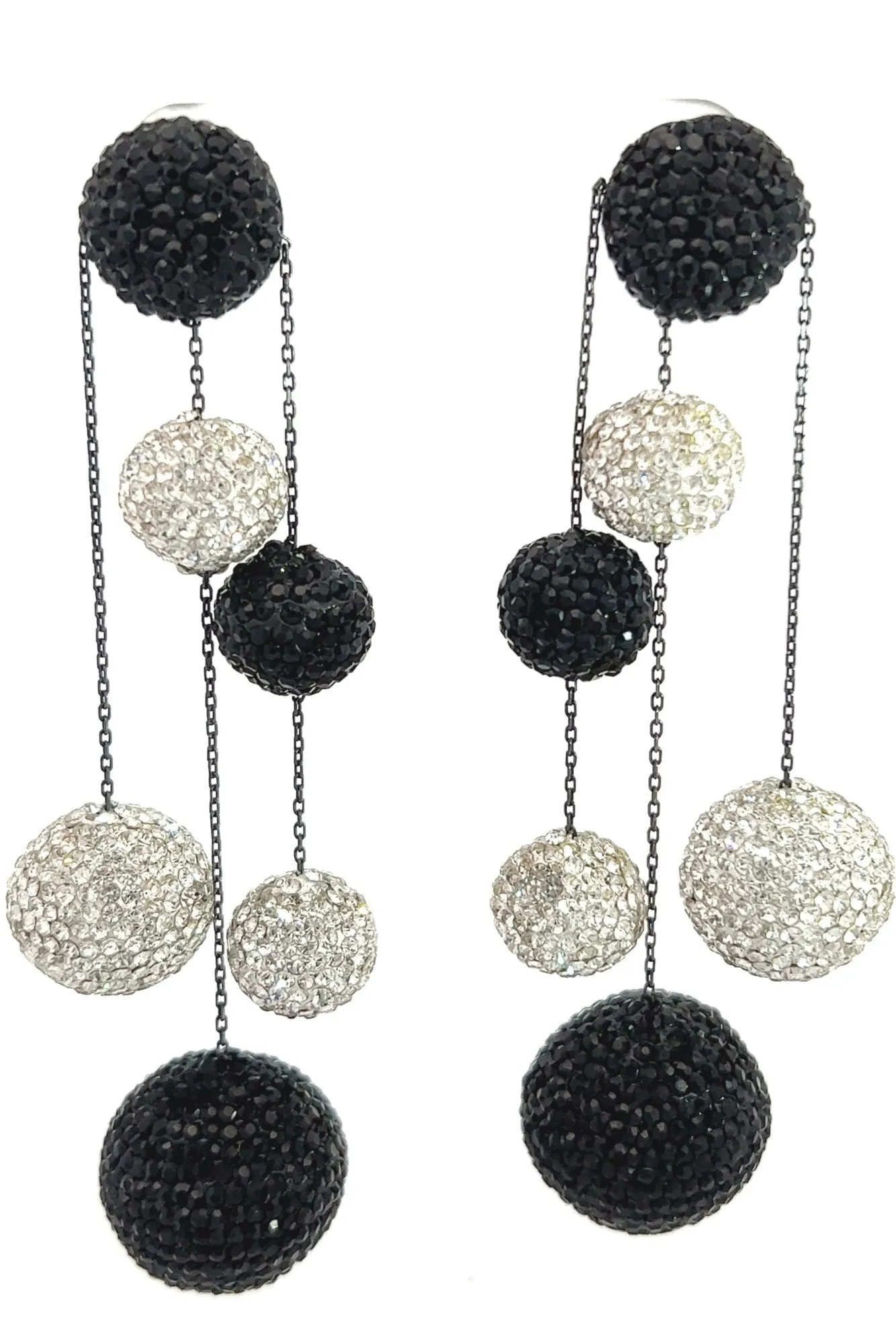 Crystal Ball 925 Sterling Silver Dangling Statement Earrings