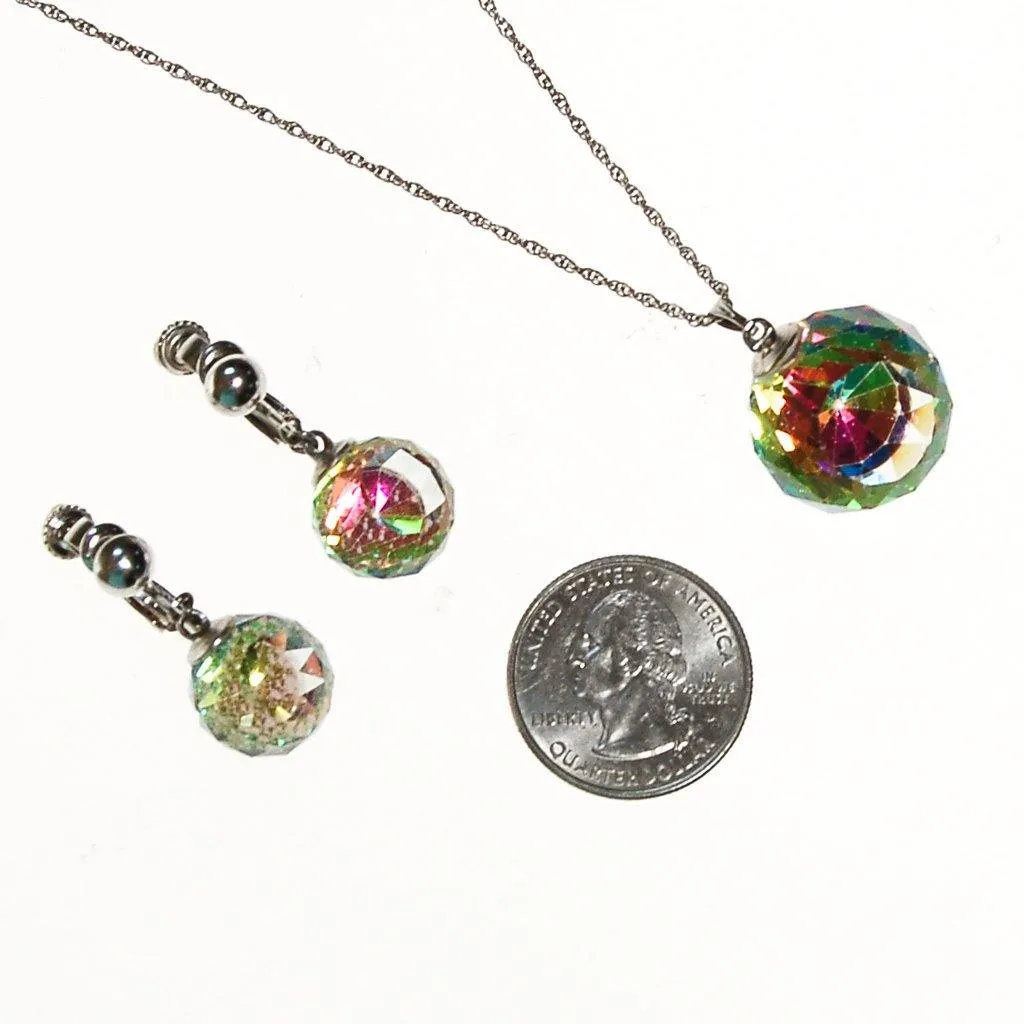 Crystal Ball Necklace and Earrings Set