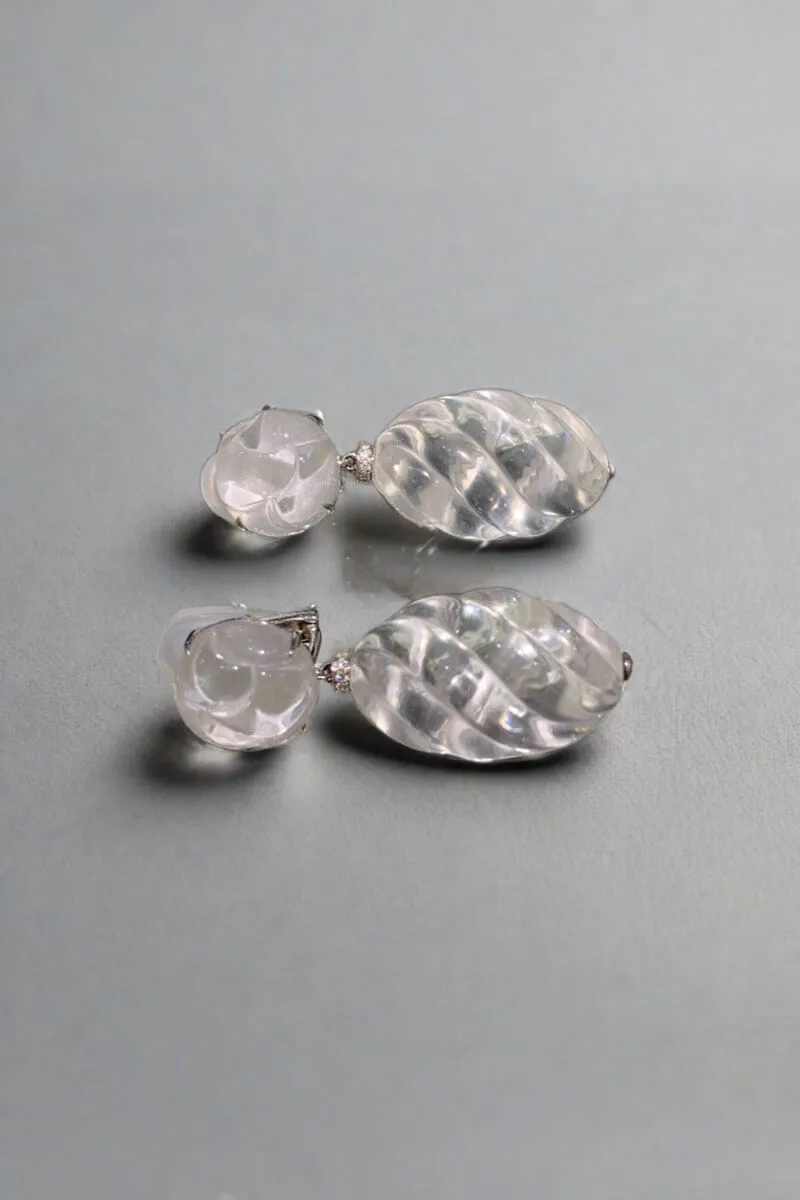 Crystal, Diamond, and 18K Gold Earrings