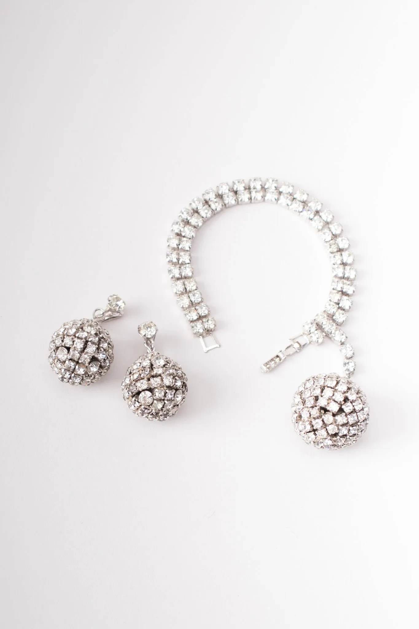 Crystal Disco Ball Earrings & Bracelet Set