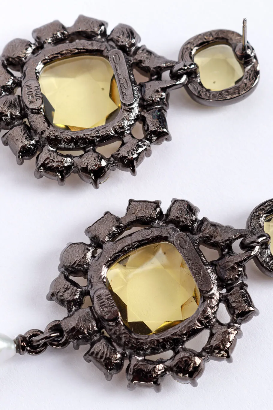 Crystal Frame Pearl Drop Earrings