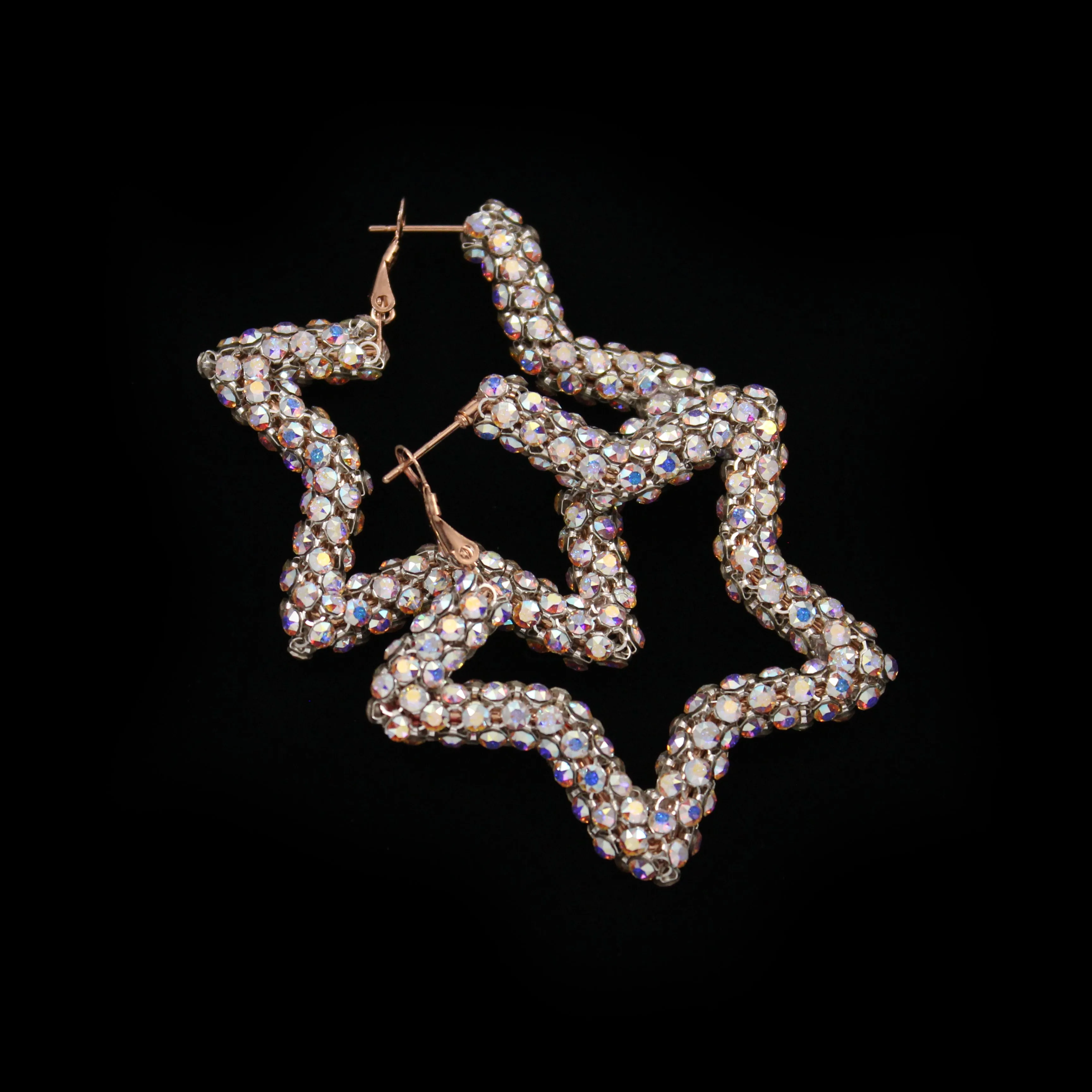 Crystal Mesh Star Hoop Earring