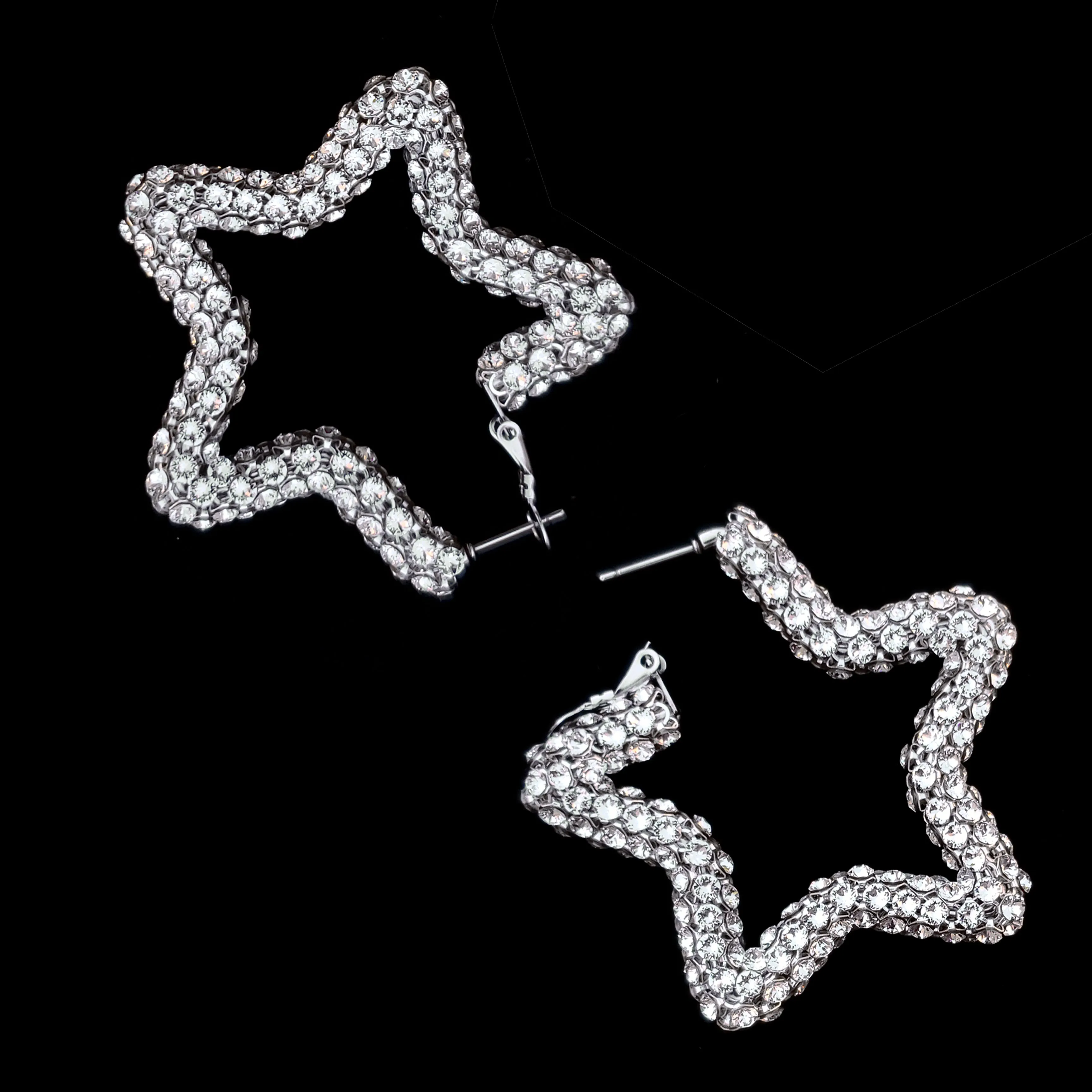 Crystal Mesh Star Hoop Earring