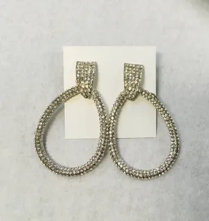 Crystal Oval Drop Earrings