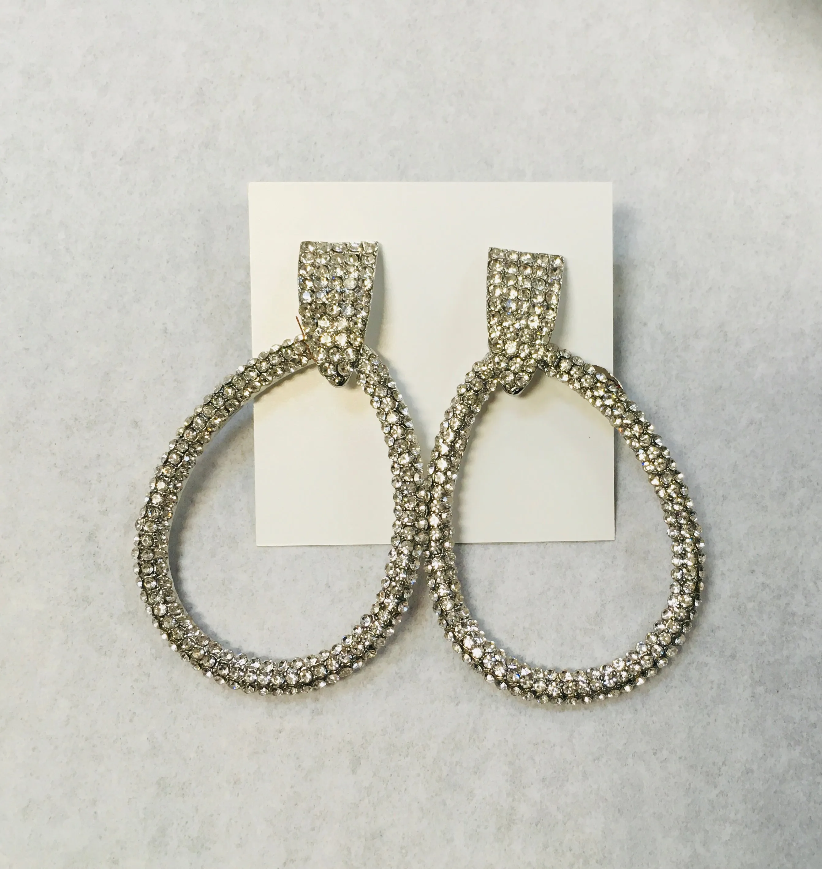 Crystal Oval Drop Earrings